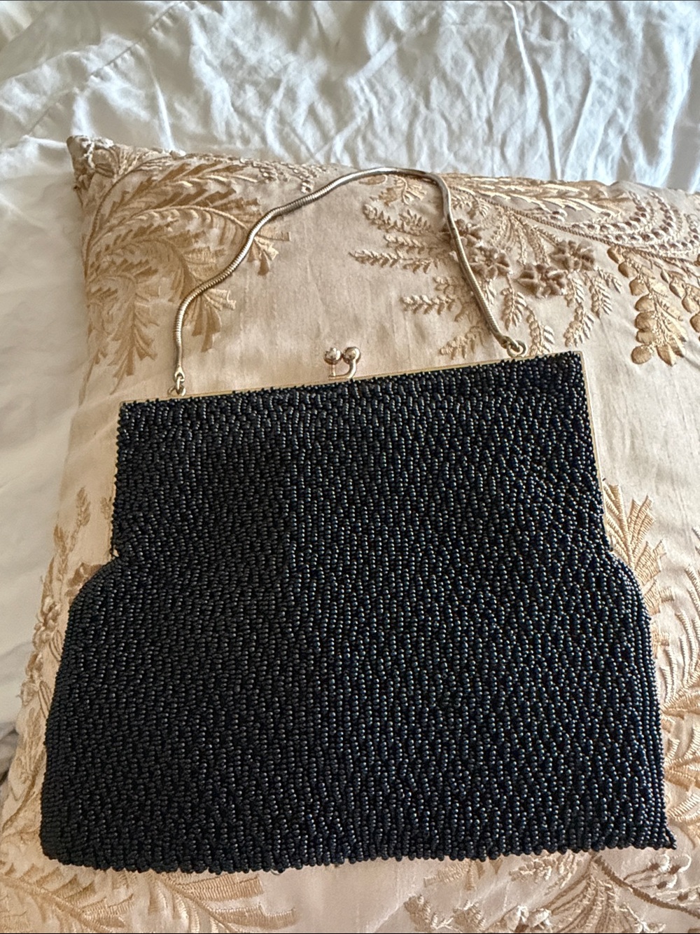 Elegant vintage Black Beaded evening bag - Picture 5 of 16